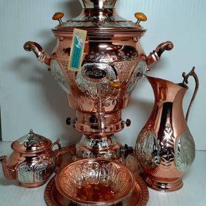 سماور دورنگ 6گازی با سرویس