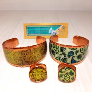 دستبند انگشتر مسی رزینی پهن