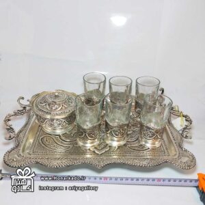 ست چایخوری آب نقره چهارگوش