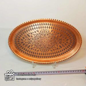 سینی بیضی طرحدار قرمز زنجان 31*19سانت