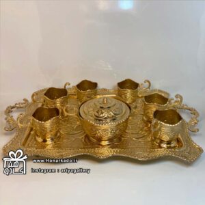 ست چایخوری برنجی چهارگوش